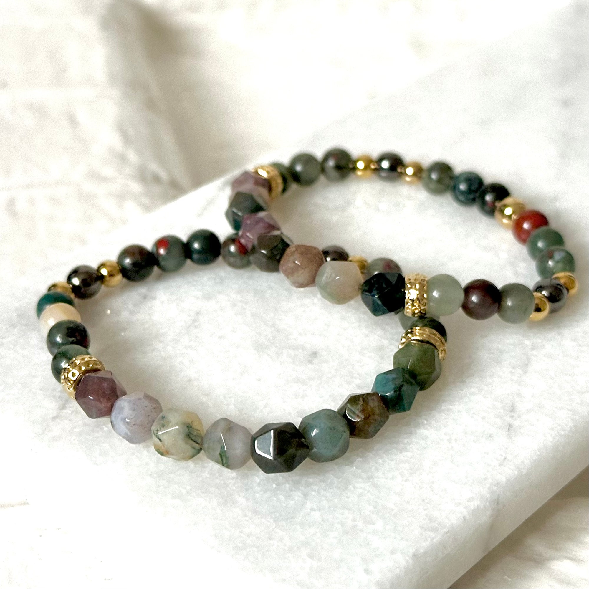 Indian Agate & Blood Stone Bracelet