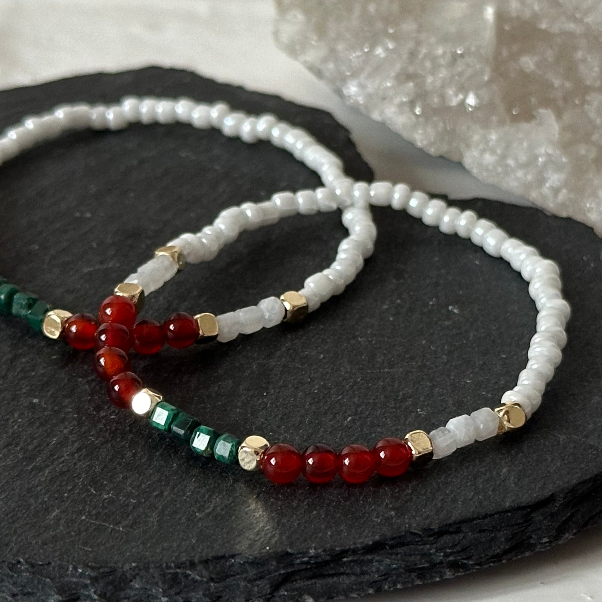 Carnelian, Malachite & Moonstone Bracelet