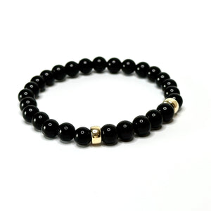 Black Protective Crystal Bracelet with Black Tourmaline, Black Onyx and Black Agate. Protection from evil negative energy.