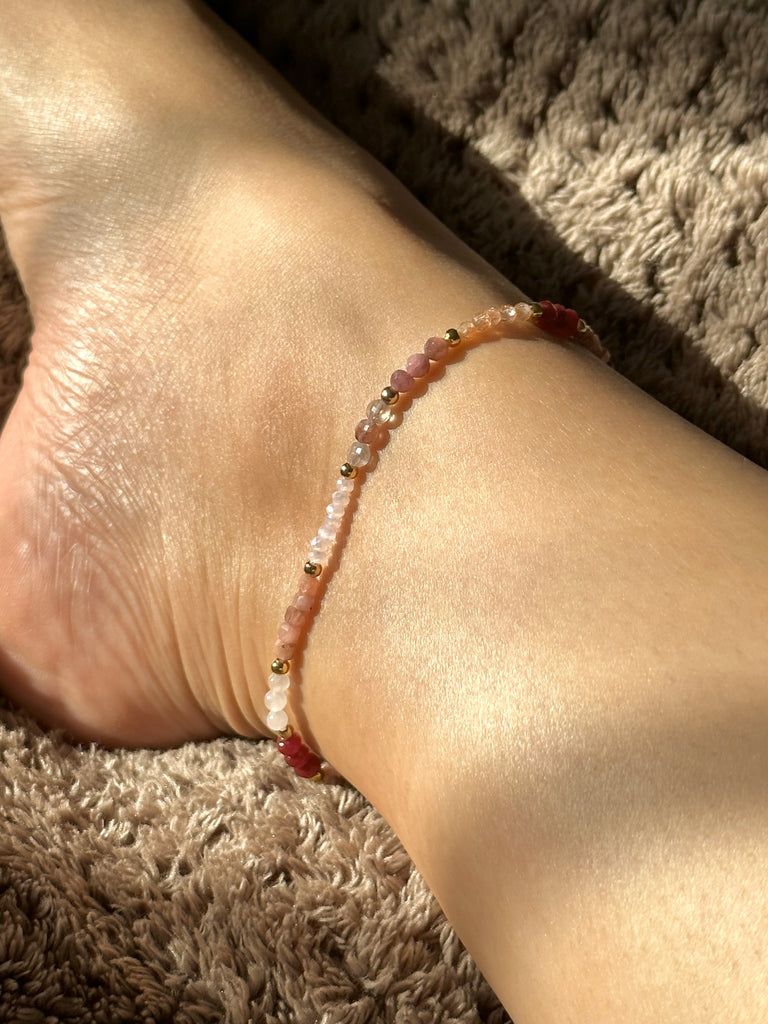 Crystal Pastel Stretch Anklet/beach Wedding/crystal Ankle 